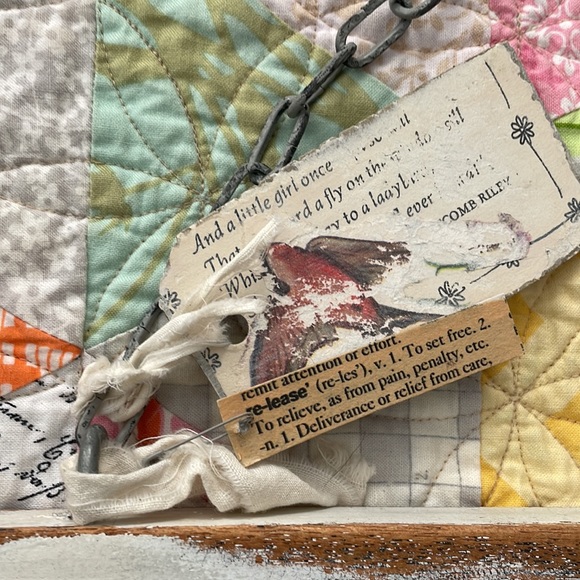 Sing and Fly Custom Blue and White Shabby Bird Wall Art Hanging by Dore Callaway - Picture 4 of 6